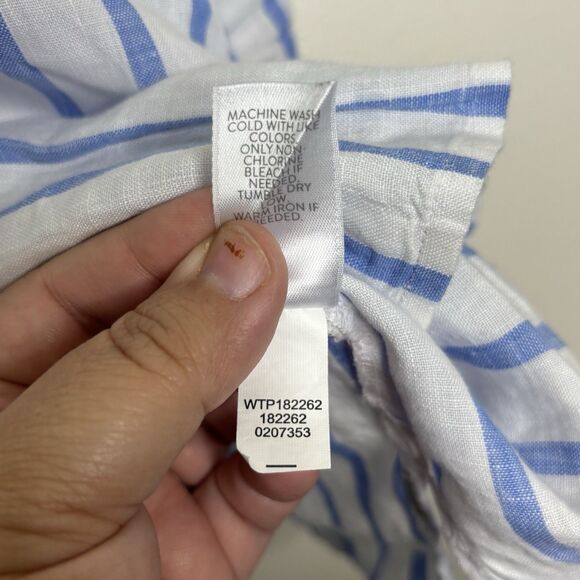 J Jill Shirt Womens Petite Medium Blue Striped Love Linen Button Long Sleeves - Picture 3 of 7